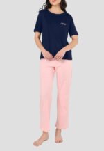 Pijama algodón azul mujer