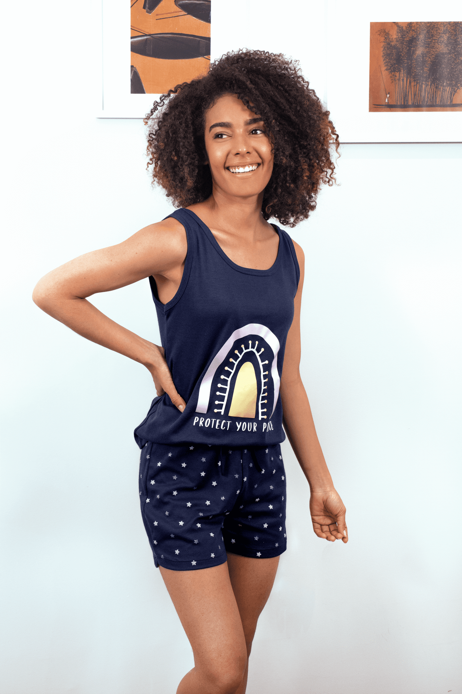 Pijama short azul mujer Pijamas In rose