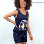 Pijama short azul mujer