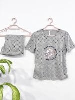 Pijama short gris mujer