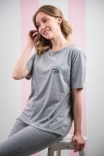 Pijama algodón gris mujer - Imagen 2