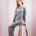 Pijama algodón gris mujer