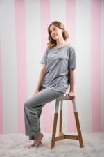 Pijama algodón gris mujer