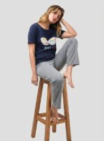 Pijama de pantalón azul mujer