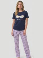 Pijama de pantalón azul mujer - Imagen 2