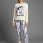 Pijama térmica snoopy lila mujer