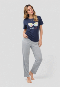 Pijama de pantalón azul mujer