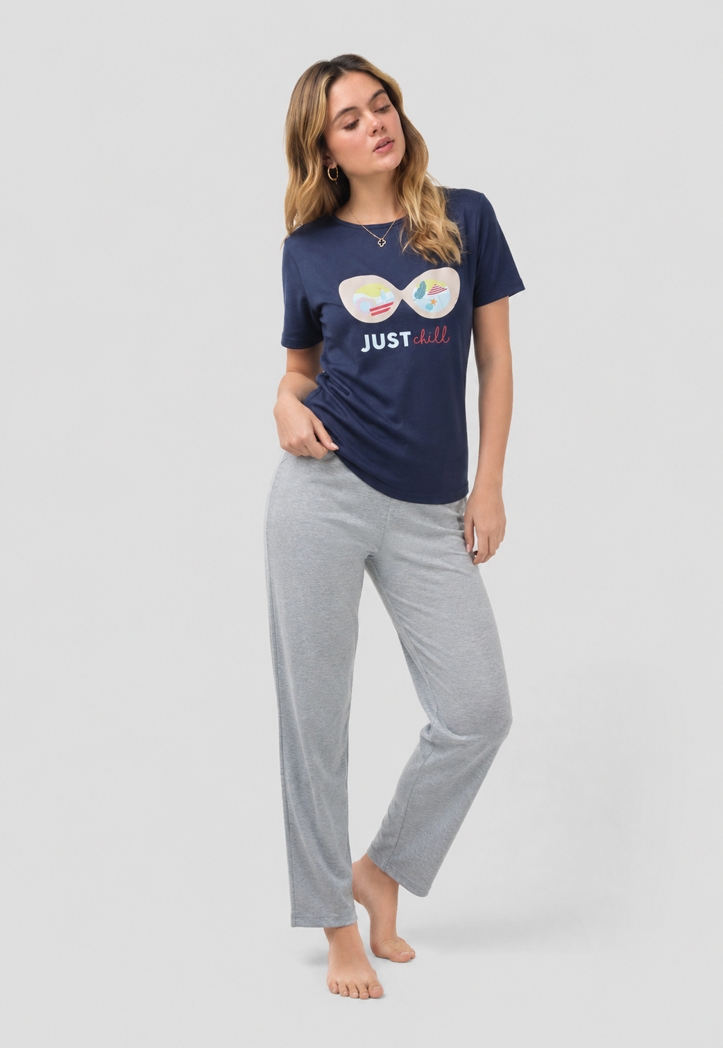 Pijama de pantalón azul mujer