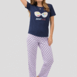 Pijama de pantalón azul/lila mujer