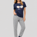 Pijama de pantalón azul/gris mujer