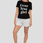 Pijama short negro mujer