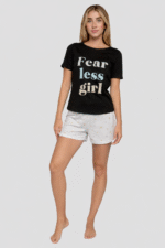 Pijama short negro mujer