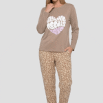 Pijama de pantalón camel mujer