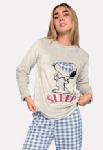 Pijama térmica snoopy gris mujer
