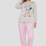 Pijama térmica snoopy gris - rosada