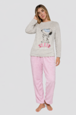 Pijama térmica snoopy gris - rosada