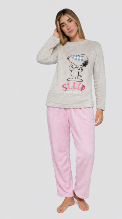Pijama térmica snoopy gris - rosada