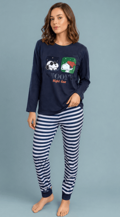 Pijama snoopy azul mujer