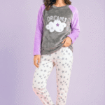 Pijama térmica gris/lila mujer