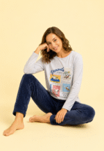 Pijama snoopy térmica gris mujer