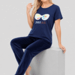 Pijama semi térmica azul mujer