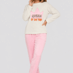 Pijama térmica beige y rosa mujer