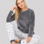 Pijama térmica básica gris para mujer